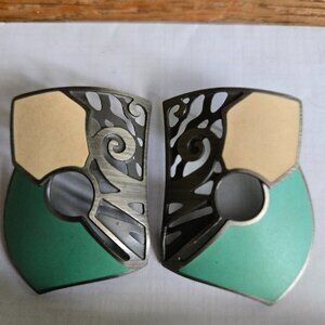 VTG Berebi Enamel Earrings:Vintage Art Deco Style - Turquoise,White & Black/Gray
